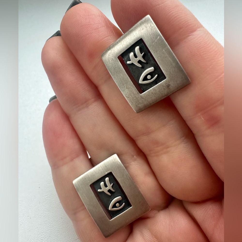 Silver Rectangular earrings 925 with original Design